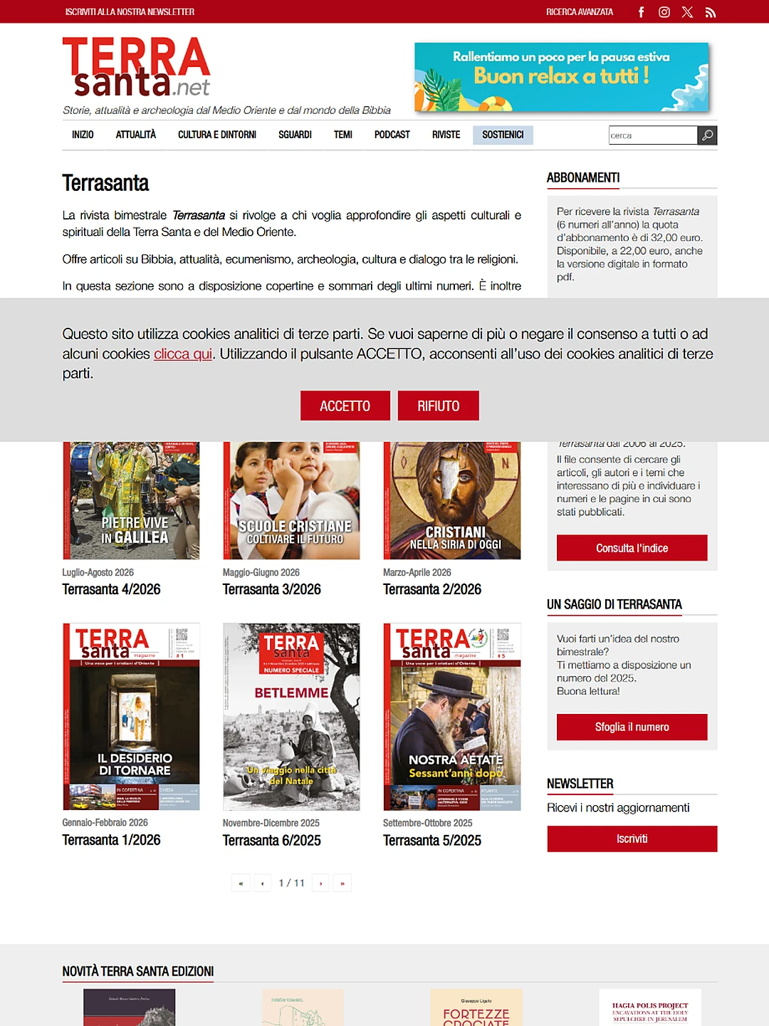 Rivista Terra Santa website snapshot